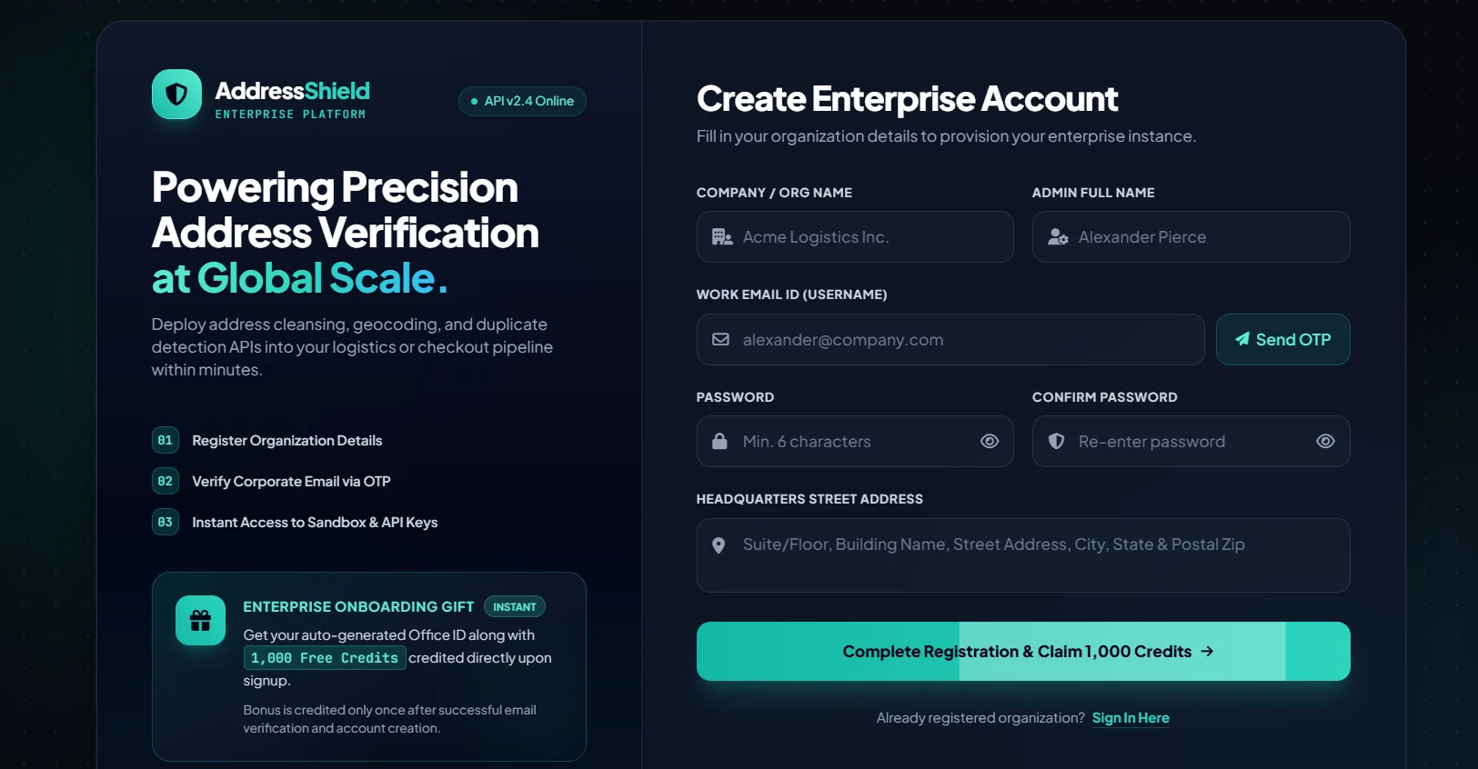 Fill in your organisation details