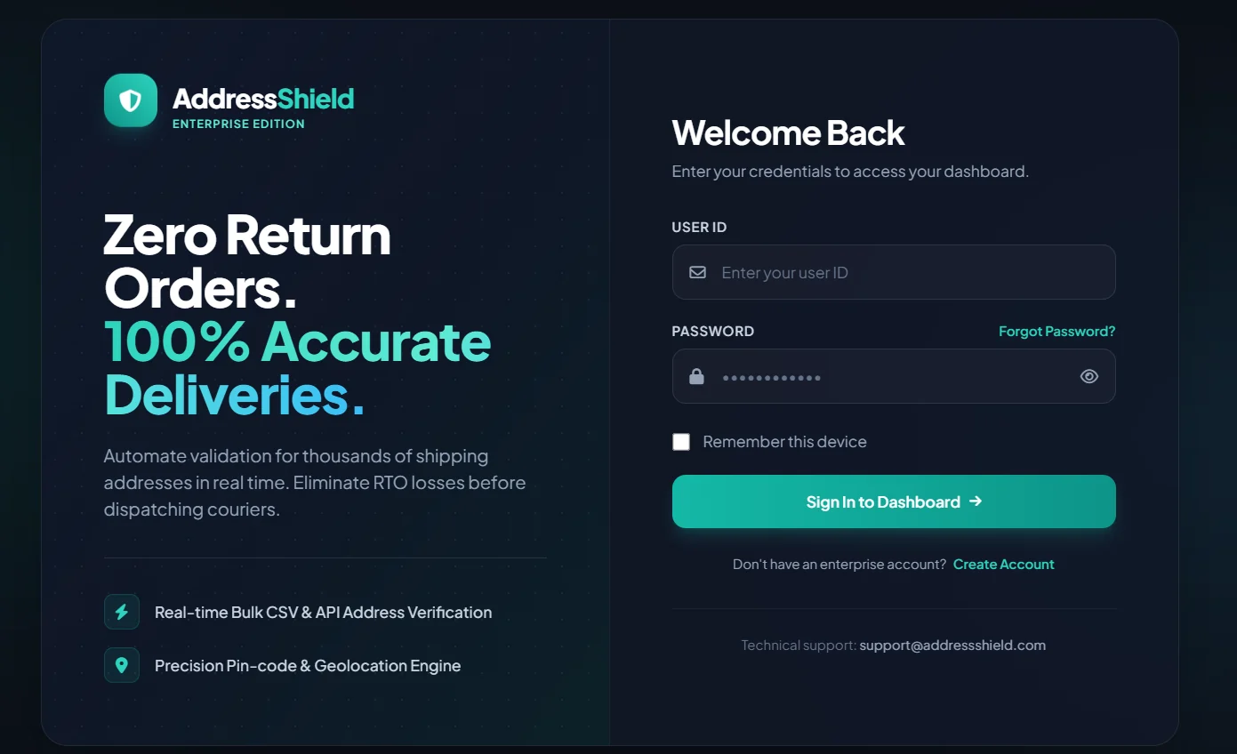 Log in to your dashboard