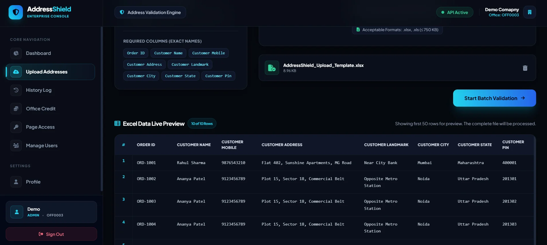 Upload the file and check the live preview